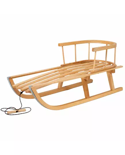 Houten slee 90 cm met rugleuning en trekkoord - beuken