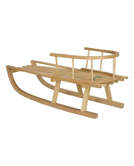 Houten slee 90 cm met rugleuning en trekkoord - beuken