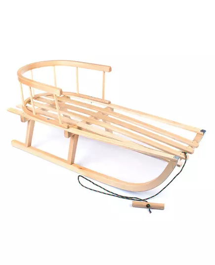 Houten slee 90 cm met rugleuning en trekkoord - beuken