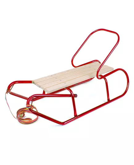 Metalen slee 87 cm rood met rugleuning en trekkoord