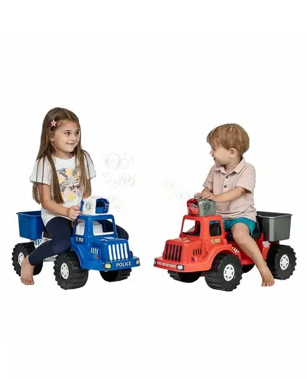 Politie loopauto met bellenblaas - 70 cm blauw