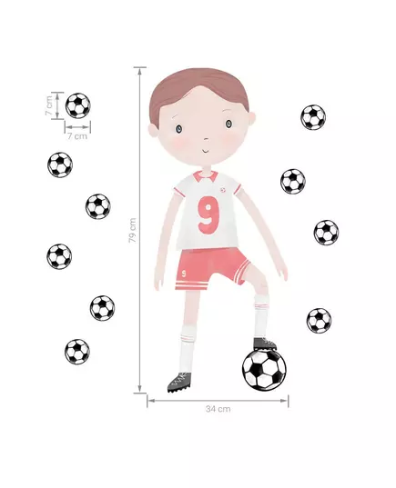 Voetballer muurstickers - 85 x 60 cm - kinderkamer