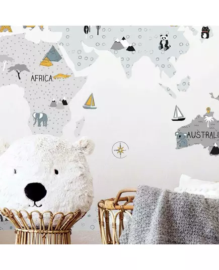 Wereldkaart muurstickers S - 90 x 60 cm - educatief