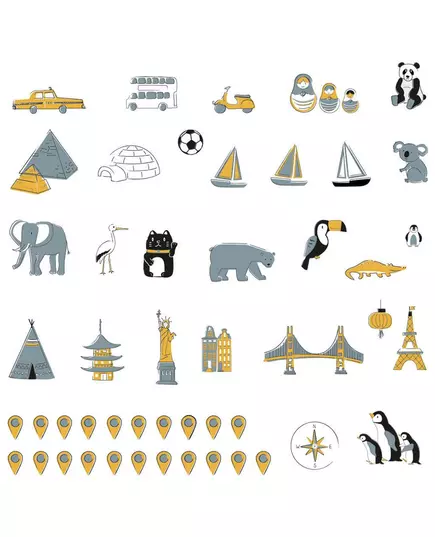 Wereldkaart muurstickers S - 90 x 60 cm - educatief