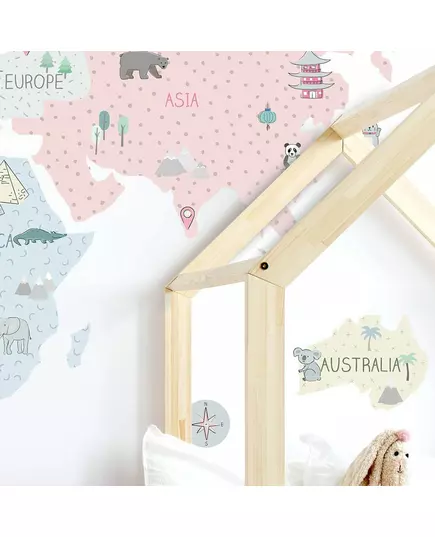 Wereldkaart muurstickers roze 150 x 100 cm Kinderkamer
