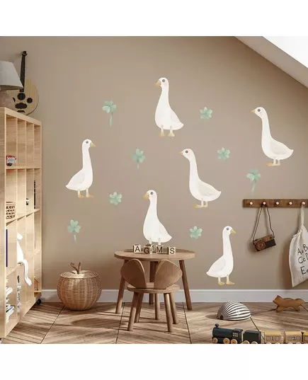 Muurstickers ganzen en klavers - boho wanddecoratie