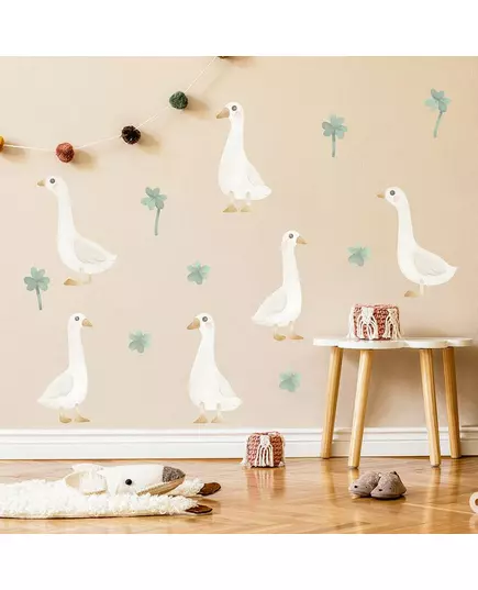 Muurstickers ganzen en klavers - boho wanddecoratie