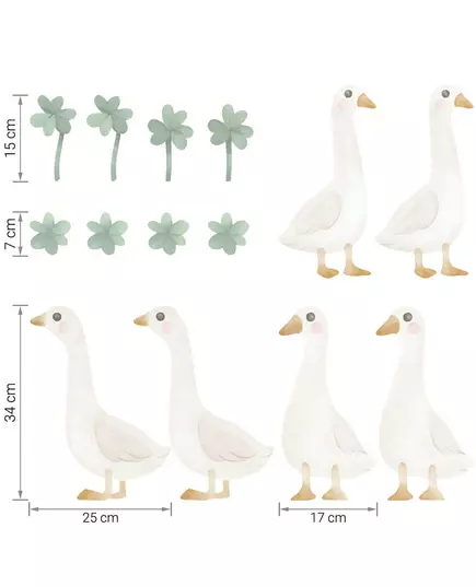 Muurstickers ganzen en klavers - boho wanddecoratie