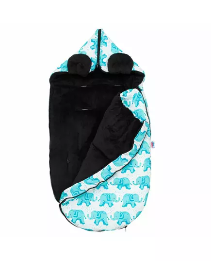 Winter voetenzak buggy - Blauw met capuchon & fleece