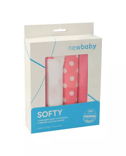 Katoenen Luiers 70x70 cm - 4 Stuks - Roze met Stippen