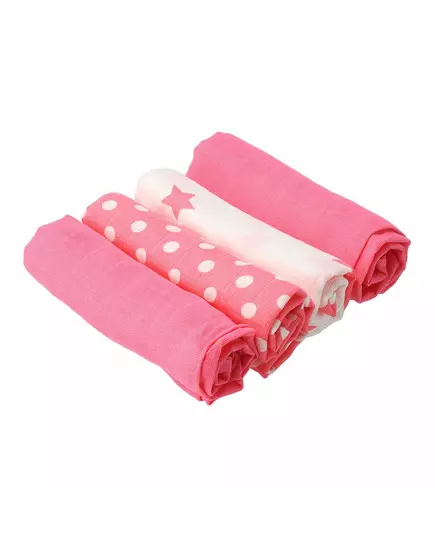 Katoenen Luiers 70x70 cm - 4 Stuks - Roze met Stippen