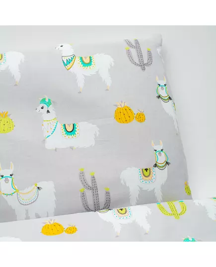 3-delige Baby Bedding - Llama Grijs/Geel - 100x135 cm