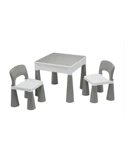 Kindermeubelset - Tafel en Stoelen - Wit met Grijs