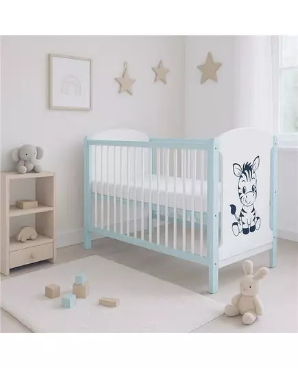 Ledikant Zebra Wit met Mint - Babybedje met Dierenprint