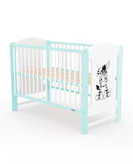Ledikant Zebra Wit met Mint - Babybedje met Dierenprint