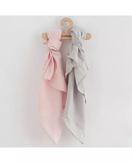 Katoenen doeken Set van 2 - 60x80 cm - Roze/Grijs