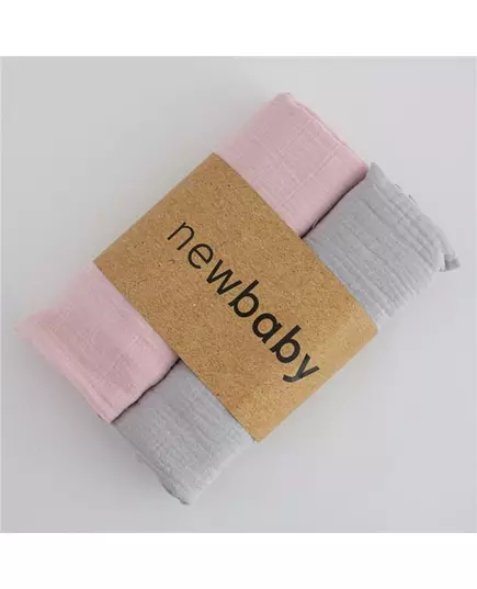 Katoenen doeken Set van 2 - 60x80 cm - Roze/Grijs