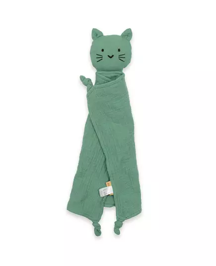 Knuffeldoekje Groene Kat - Superzacht en Geborduurd