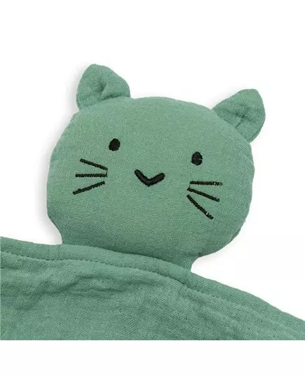 Knuffeldoekje Groene Kat - Superzacht en Geborduurd