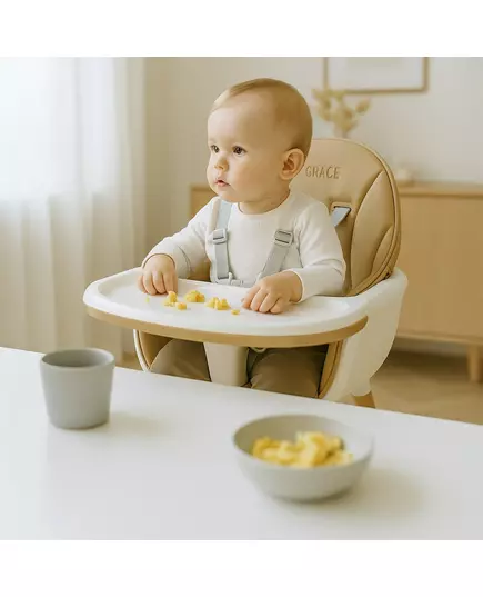 Meegroeiende Beige Kinderstoel 3-in-1 met Eetblad