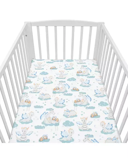 Hoeslakentje voor Babymatras met Draken- en Wolkenprint