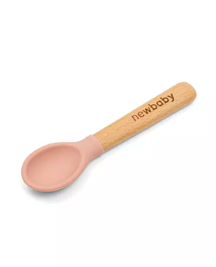 Lichtroze Babyvoeding Lepel met Houten Handvat