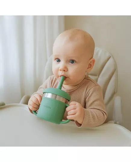 Groene 2in1 Drinkbeker van Siliconen voor Kinderen
