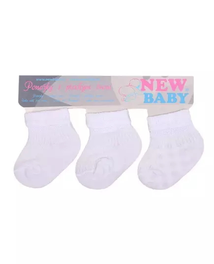 Babysokjes - 3 paar - Maat 56 (0-3m) - Witte gestreepte sokken