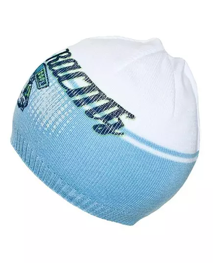 Kindergebreide muts - Racing patroon - Ademend katoen - Lichtblauw