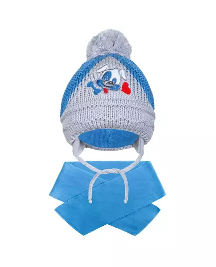 Winter baby muts met sjaal - Hond - Blauw - Maat 104 (3-4 jaar)