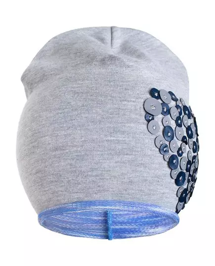 muts - lichtgrijs - blauwe pailletten - hartapplicatie