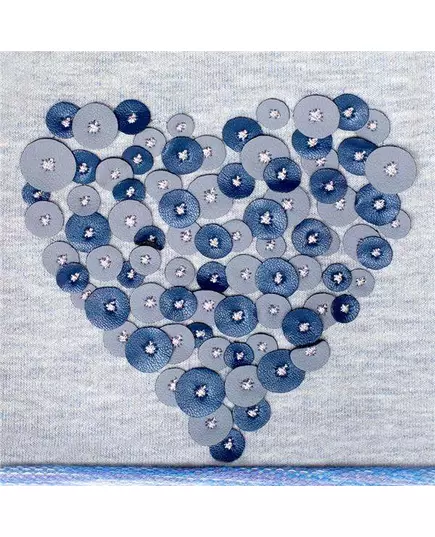 muts - lichtgrijs - blauwe pailletten - hartapplicatie