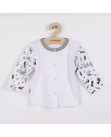Babyvestje - Zwart-wit muzieknoten - 100% katoen - Drukknoopsluiting