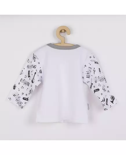 Babyvestje - Zwart-wit muzieknoten - 100% katoen - Drukknoopsluiting