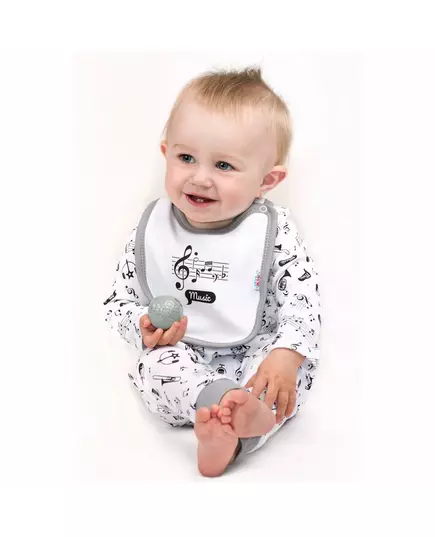 Babyvestje - Zwart-wit muzieknoten - 100% katoen - Drukknoopsluiting