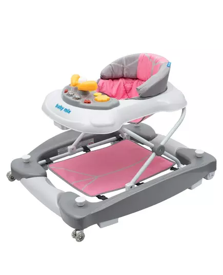 Loopstoel met Schommelfunctie – Roze – Siliconen Wielen – Geluid & Licht – Vanaf 6 Maanden