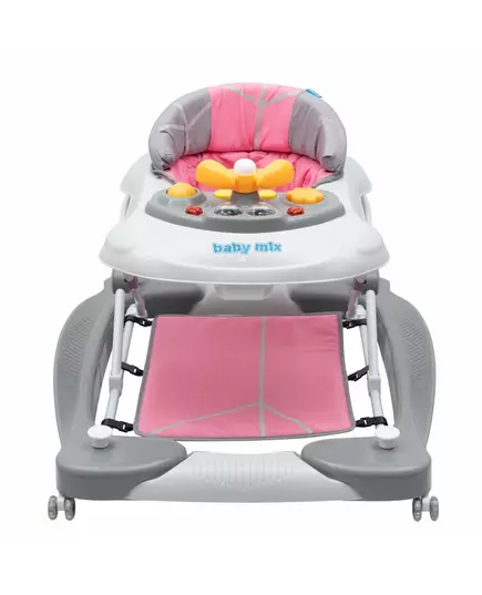 Loopstoel met Schommelfunctie – Roze – Siliconen Wielen – Geluid & Licht – Vanaf 6 Maanden