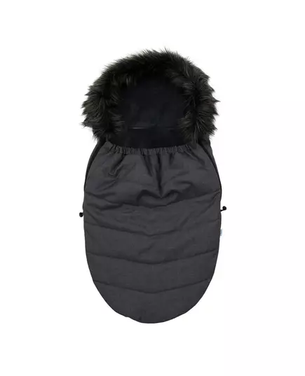 Zwarte winter voetenzak buggy met bontkraag