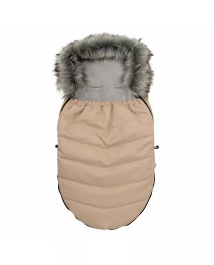 Beige voetenzak buggy met afneembare bontkraag