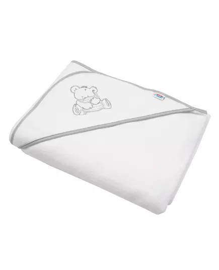 Badcape met Capuchon 100x100 cm Wit met Beer Borduring