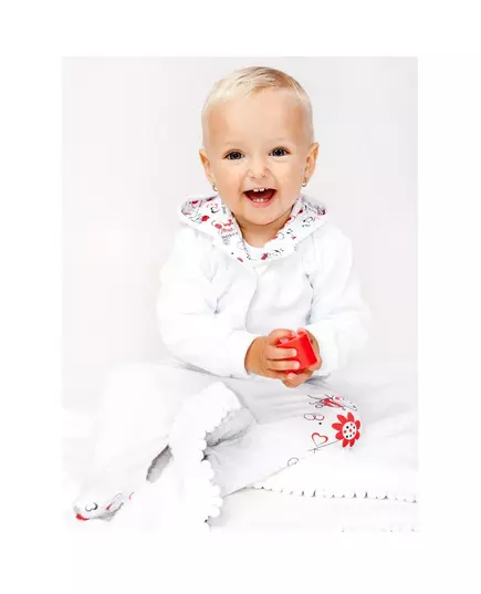 Kinderjas - Capuchon - Lieveheersbeestje - Bloemen - Maat 86 (12-18 maanden)
