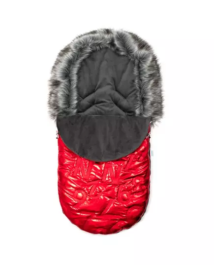 Rode Suède winter voetenzak voor buggy bont en fleece