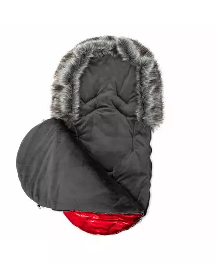 Rode Suède winter voetenzak voor buggy bont en fleece