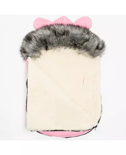Roze Wollen Voetenzak met Oortjes en Bontkraag