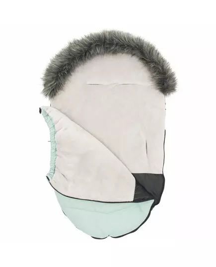 Voetenzak Groen - Fleece met bontkraag en gordel