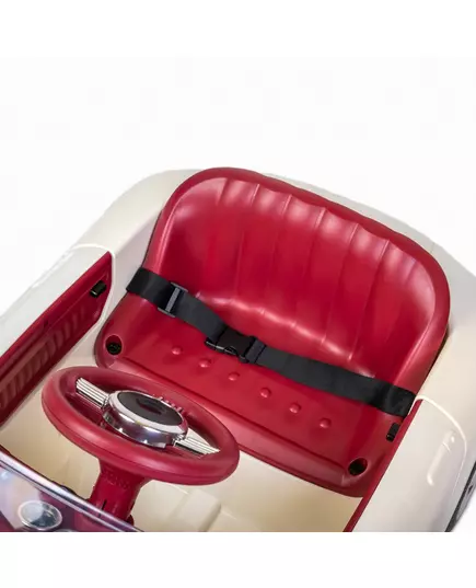 Retro Elektrische Kinderauto Parelwit – Met Afstandsbediening en Muziek