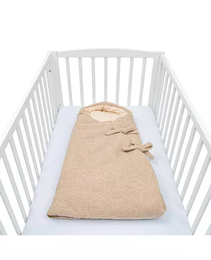 Teddy beige wikkelslaapzak 55x40 cm – zacht en veilig
