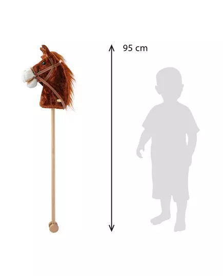 Bruno - Stokpaard - Pluche Bruin Paardenhoofd - Met Wielen