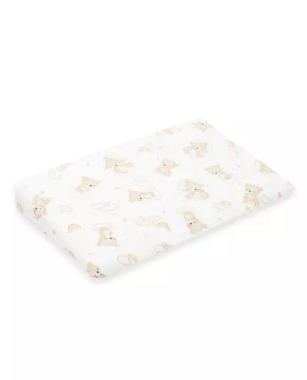 Katoenen kussensloop voor wigkussen 59x37 cm beige met beer