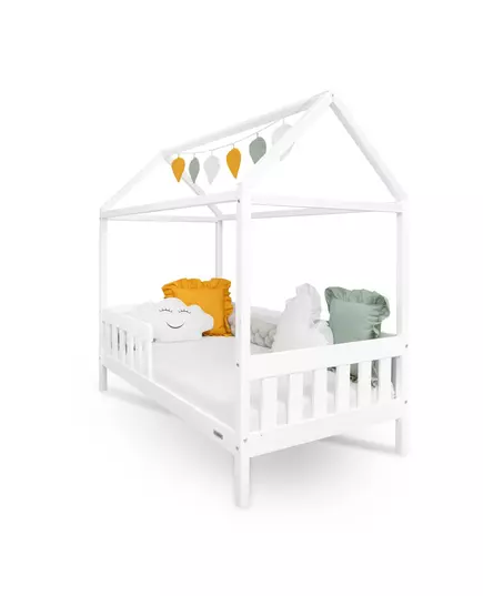 Kinderbed CASTELLO - 160x80 cm - Wit Huisbed - Met Uitvalbeveiliging